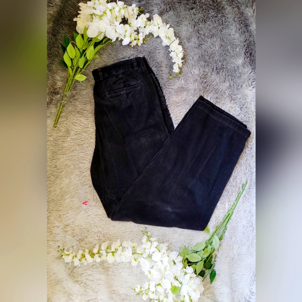 Vintage Lord & Taylor Corduroy Black Pants Mens size 36/32